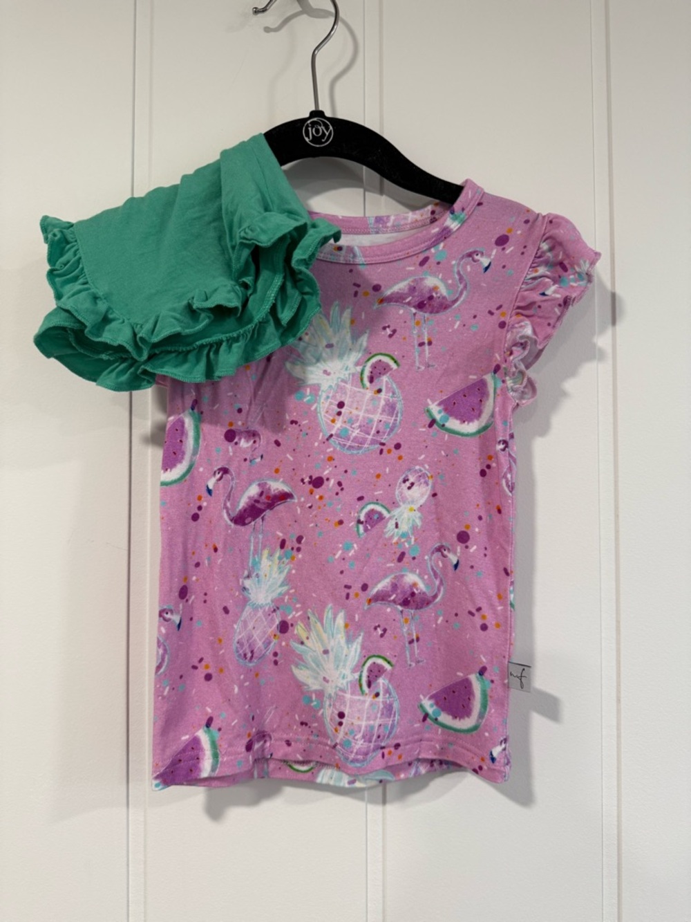 Navy Faith Bamboo Girls' Ruffle Sleeve Tee & Shorts Set